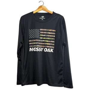 Men's Black Long Sleeve Mossy Oak T-Shirt L
